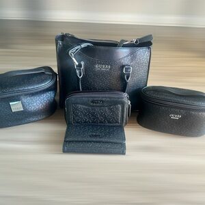 GUESS Embossed Black Toiletry Bag Set